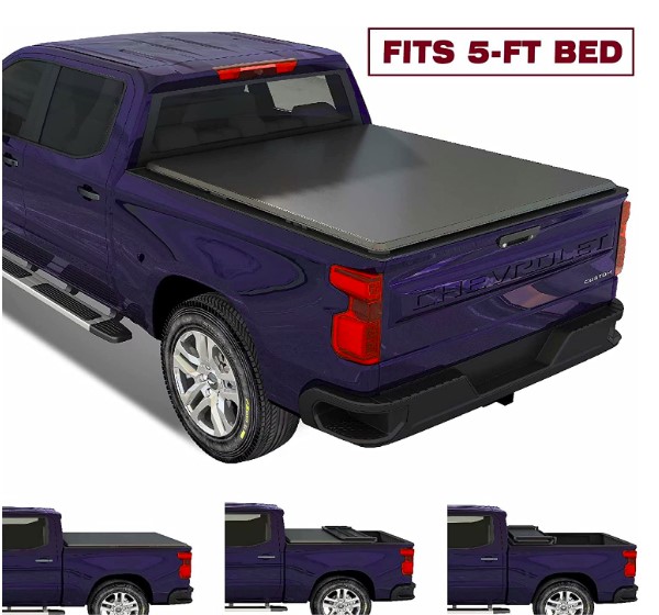 KIKITO 5FT Soft Tri-Fold for 2015-2021 Canyon & Colorado Tonneau Cover Truck Pickup Bed